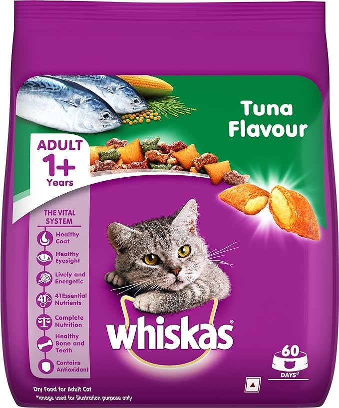 Whiskas Adult (+1 year) Dry Cat Food, Tuna Flavour, 3kg Pack